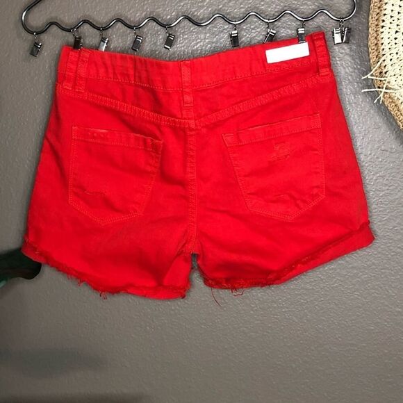 Blank NYC Red Distressed Cutoff Jean Shorts - Picture 5 of 10